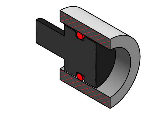 O-Ring verbaut als Kolbendichtung