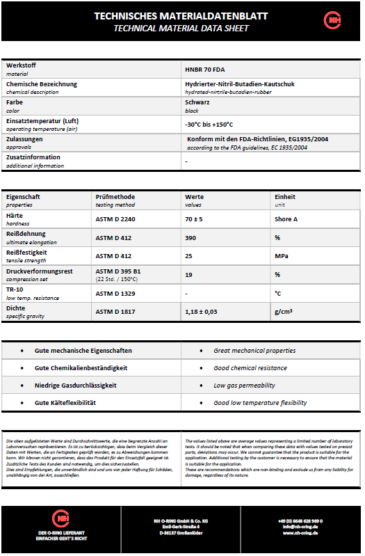 Datenblatt [NH] HNBR schwarz 70° FDA-V2